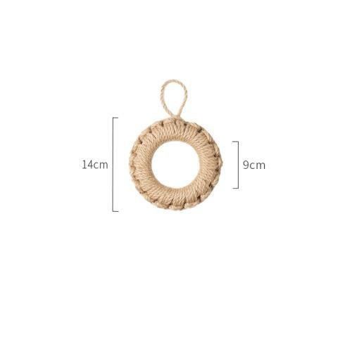 鍋敷き 自然素材 ジュート編み 1個 ナチュラルデザイン フック付 麻 リネン キッチン タジン鍋 敷き ポット ティーポット 丸型 ドーナツ 鍋敷き