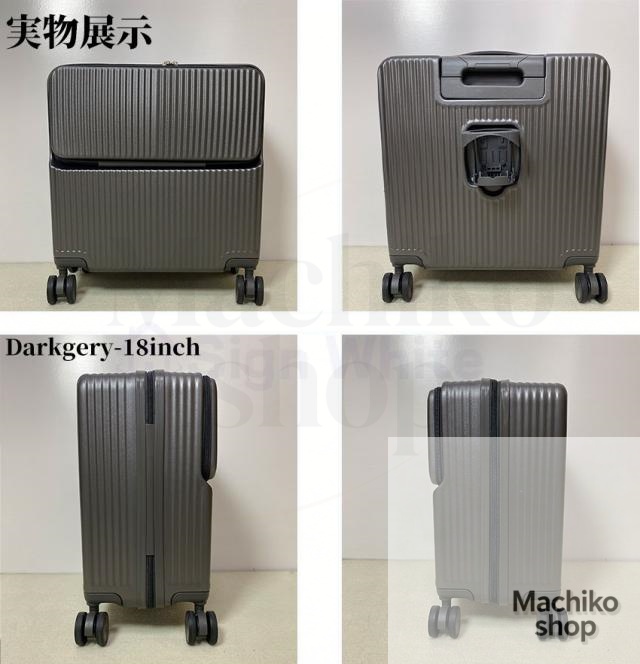 スーツケース キャリーケース フロントオープン ssサイズ 機内持ち込み 前開き かわいい 軽量 静音 多機能 キャリーケース USBポート スマホスタンド キャリーバッグ 18インチ 白 大容量 おしゃれ 旅行 海外 国内 プレゼント sign white_19