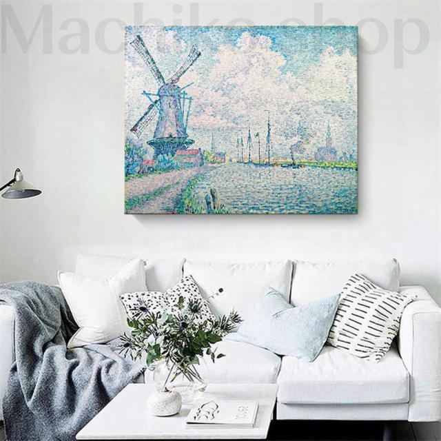 ポール・シニャック ファブリックパネル 絵画 インテリア 絵 アートフレーム オーヴェルシーの運河 プリキャンバス複製画 人気60×80cm 壁掛け おしゃれ 玄関 リビング アートパネル リビング プレゼント 送料無料