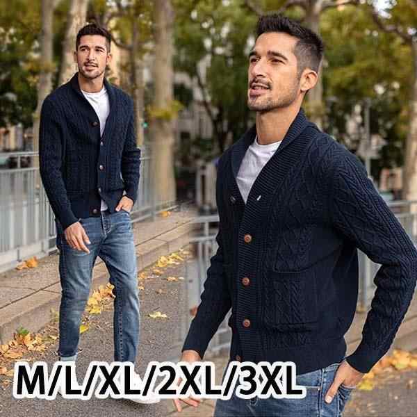 カーディガン メンズ ニットセーター 男性用 ニットジャケット ポケット付き アウター 長袖ニット 前開き カジュアル トップス 通勤