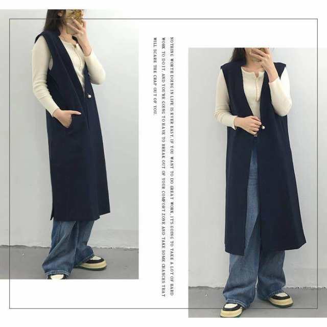 ジレ カジュアルコート カジュアルコート ロングベスト レディース