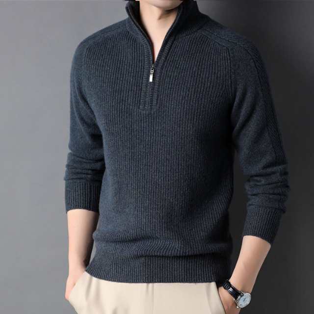 セーター メンズ ハーフジップ ウール ニット ジッパー ブランド v