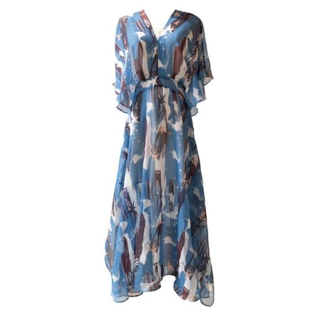 ワンピース レディース 40代 ノースリープ キレイめ 配色 マキシワンピース 春夏 シフォン旅行 海デート オシャレ 上品 着痩せ ワンピース レディース 40代 ノースリープ キレイめ 配色 マキシ