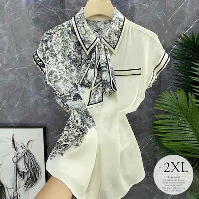 ブラウス シャツ トップス 春 夏 きれいめ 半袖 レディース 大きいサイズ 30代 40代 50代 オフィス 通勤 上品 レース 花柄 総柄 爽やか zk/[rhl45]