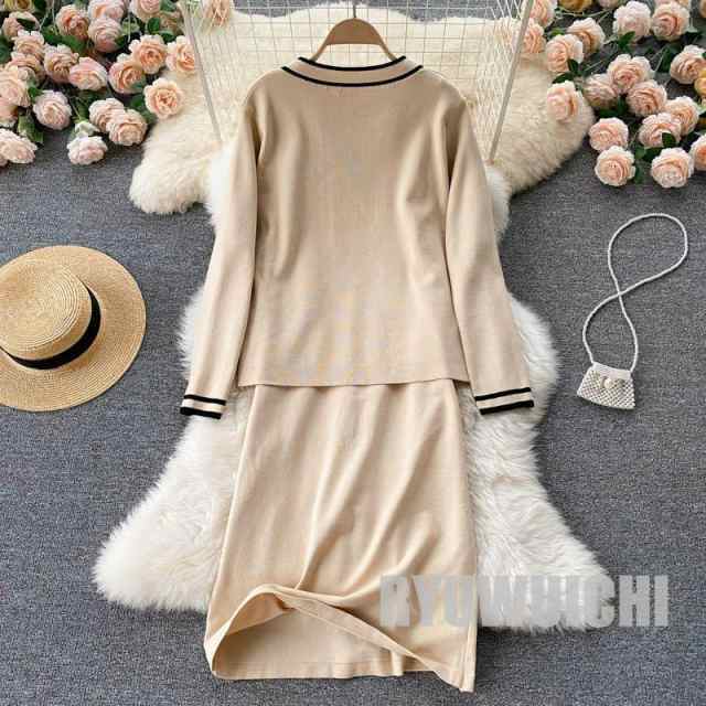 アンサンブル カーディガン ワンピース レディースファッション ロング
