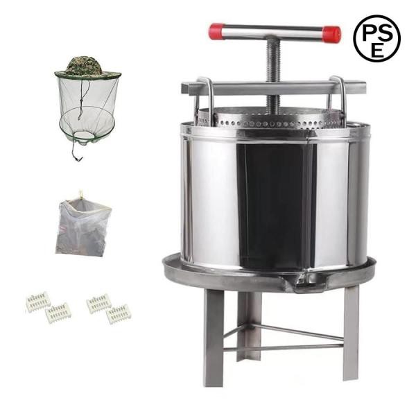 養蜂用具 蜂蜜圧搾機 12L 飛散防止シェル 2級濾過プログラム  蜂蜜分離器 圧縮製蝋器 ワックス押え 蜂蜜抽出器 採蜜器 蜜こし器 ミツバチ