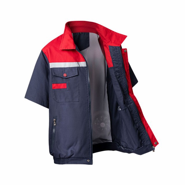 快適ウェア 空調作業服 サイドファン半袖フードジャケット/15Vファン