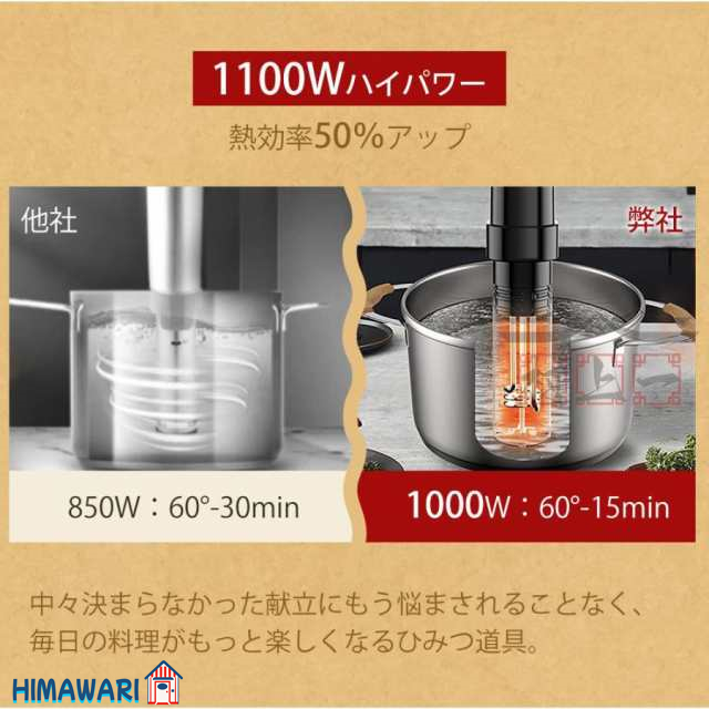 1100W/防水/タッチパネル/クリップ式 低温調理器 1100Wハイ 1100W/防水/タッチパネル/クリップ式 低温調理器 1100Wハイ