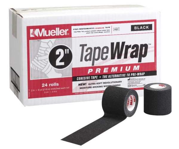 ミューラー(Mueller) テープラッププレミアム 50mm ブラック 自着性 伸縮テープ (24個入)Tape Wrap Premium Black 24258B ブラック 50mm