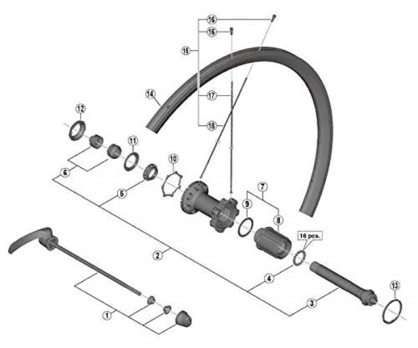 シマノ (SHIMANO) リペアパーツ ハブ軸組立品 (玉間130mm) WH-RS700-C30-TL-R Y0D298030