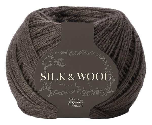 オリムパス 製絲 手編み 毛糸 並太 SILK&WOOL COL. 7 チャコールグレー 系 約 50g 205ｍ 6玉セット