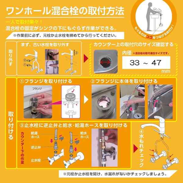 SANEI シングルワンホール混合栓 上面施工 エコ水栓 パイプ回転規制116° 取付穴径Φ33-47 K87111ETJKZ-13