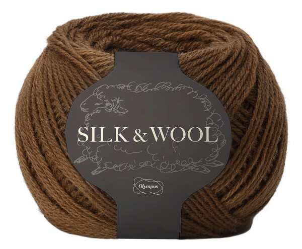 オリムパス 製絲 手編み 毛糸 並太 SILK&WOOL COL. 6 ブラウン 系 約 50g 205ｍ 6玉セット