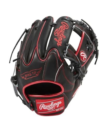 ローリングス(Rawlings) 野球用 グラブ グローブ 大人用 軟式用 HOH(R) METALLIC (内野手用) ブラック/スカーレット サイズ11.25 右投げ