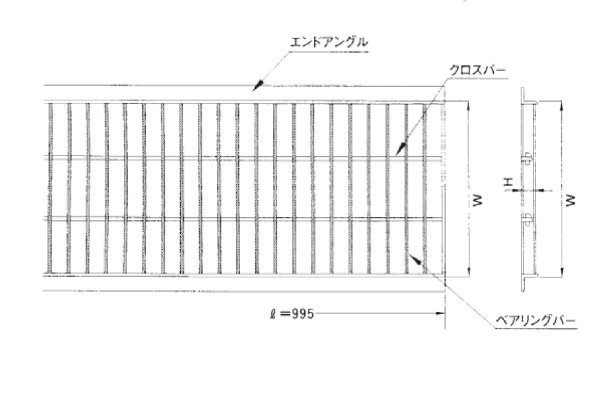 法山本店 ノンスリップ型U字溝用グレーチング 適用溝幅180mm 長さ995mm 適用荷重:T-2 HGUX-180-19