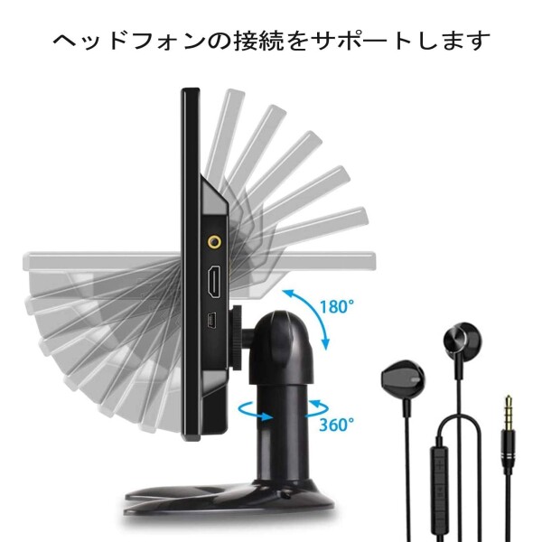 BEYI 10.1インチ液晶 小型 IPSモニター、 超薄 1024×600車載ディスプレイ、 AV/VGA/HDMI入力、内蔵スピーカー、携帯用のTFT LCD CCTVビデオディスプレイ、 タッチボタン、セキュリティ監視カム用_3