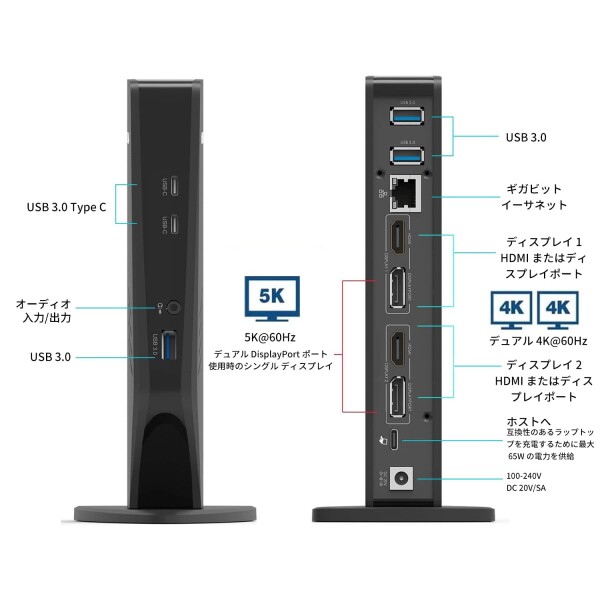 WAVLINK 縦置きUSB-C ユニバーサルドッキングステーション PD