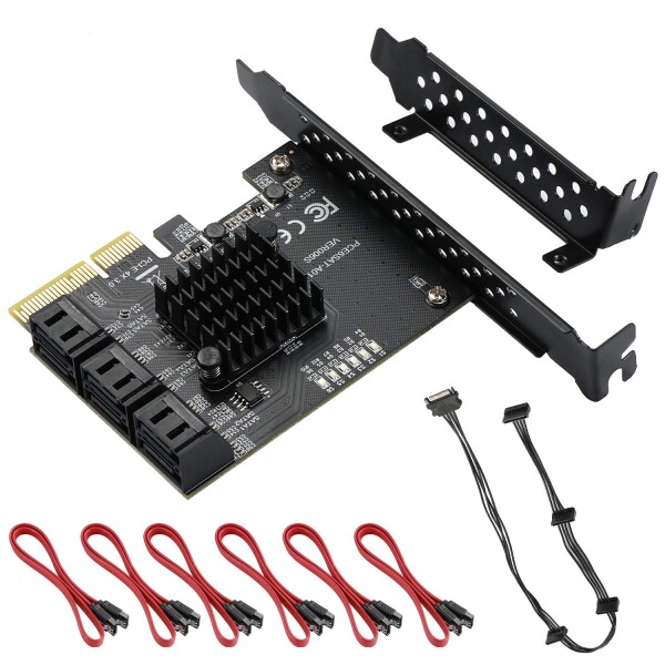 Mzhou 6ポートSATA PCIe 3.0拡張カード-ASM 1166チップセット｜PCIe x 4/x 8/x 16スロットに対応｜Windows 10/8/7/XPとLinuxに対応｜デスクトップパソコン用非RAIDコントローラカード（6 x SATA 6 Gbpsポート）