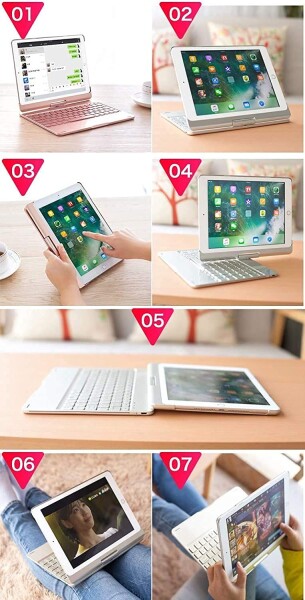 360度回転 iPad Air 13インチ (M4/M3/M2)用の キーボード タッチパッド搭載 iPad Pro 12.9インチ 第6/5/4/3世代用の キーボードケース 一体型 バックライト 折り畳み カバー トラックパッド Apple Pencil_6