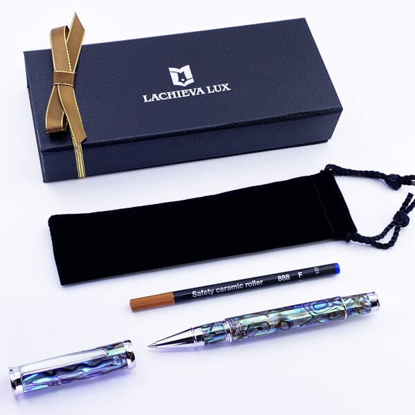 LACHIEVA LUX 高級ローラーボールペン天然貝殻 鮑 アワビ ドイツ製の