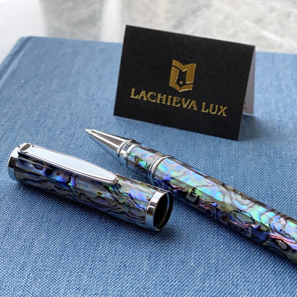 LACHIEVA LUX 高級ローラーボールペン天然貝殻 鮑 アワビ ドイツ製の