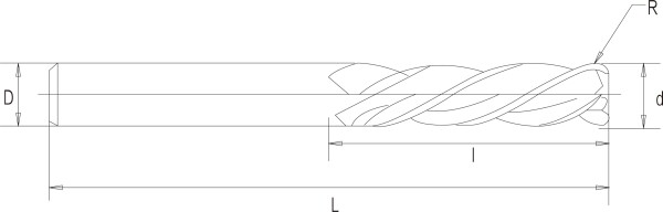トミーグローバル 超硬 ラジアス エンドミル 刃径 10mm CR0.5 全長 150L 4枚刃 AlTiNコート/ TG2041_1