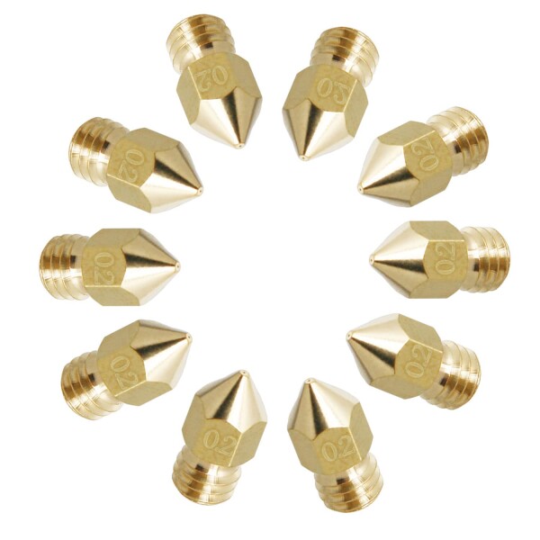 Ohamtes 10Pcs 0.2mm 高品質真ちゅうノズル、3Dプリンターノズル、押出機ノズル、3mm仕様の消耗品押出ノズルに使用