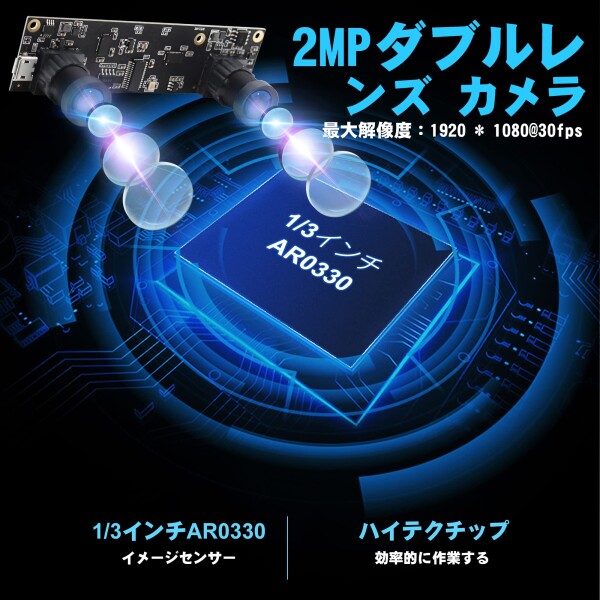 ELP webカメラ 200万画素 デュアルレンズ カメラ FHD 1080p 30fpsウェブカメラ 100°広角 カメラ 1/3” CMOS AR0330 usb camera 2mp 高フレームレート 高速 full hd web cam 顔認識 VR視覚分析 活気の検出 埋め込_1
