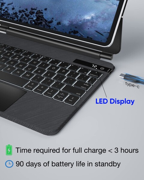 doqo iPad Pro 11 マジックスタイル キーボードケース (11インチ、2021) ワイヤレスキーボード トラックパッド付き iPad Pro 11インチ 2021 第3&amp;2&amp;第1世代 iPad Air 10.9インチ 第5/4世代 スリム 頑丈 フォ_4