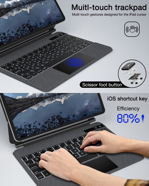 doqo iPad Pro 11 マジックスタイル キーボードケース (11インチ、2021) ワイヤレスキーボード トラックパッド付き iPad Pro 11インチ 2021 第3&amp;2&amp;第1世代 iPad Air 10.9インチ 第5/4世代 スリム 頑丈 フォ_5