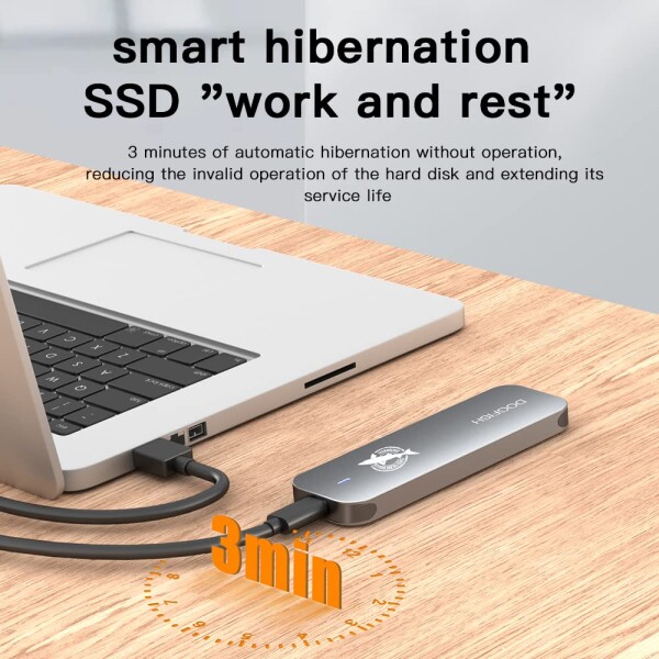 Dogfish ポータブル外付けSSD 512GB 2242/2260/2280 Ngff グレーメタル USB 3.1 Type-C ミニ 通気性 ポータブル ソリッドステートドライブ Mac/Windows/Android/Linux用 (最大6Gbps LEDインジケーター付き)_4