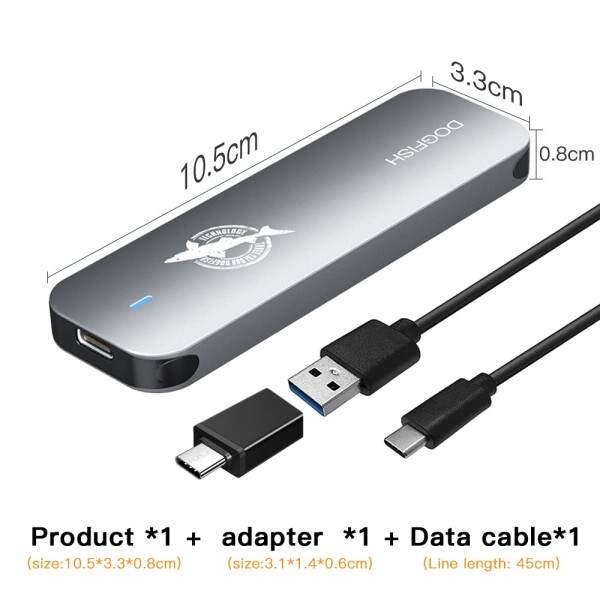 Dogfish ポータブル外付けSSD 512GB 2242/2260/2280 Ngff グレーメタル USB 3.1 Type-C ミニ 通気性 ポータブル ソリッドステートドライブ Mac/Windows/Android/Linux用 (最大6Gbps LEDインジケーター付き)_8