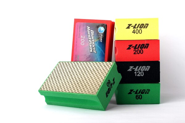 Z-LION Sanding Blocks Diamond Hand Polishing Pads for Glass Granite Marble Stone CeramicElectroplated Hand Sanding Pads Pack of 4