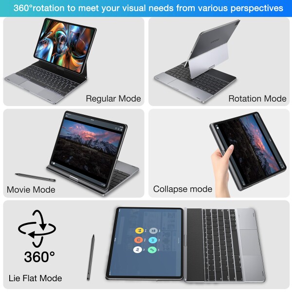 doqo タッチパッド付きipadpro12.9用キーボードケース、iPad Pro2021用磁気バックライト付きキーボードケース第5世代/2020第4世代/2018-第3世代、360°回転可能な保護具（アルミニウム合金、スペ_1