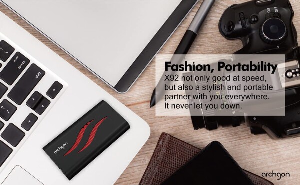 Archgon Thunderbolt 3 2TB 外付け M.2 NVMe PCIe Gen3×4 SSD アルミニウム筐体 ポータブル 熱伝導シート付属 最大読み書き速度 3400MBs/3000MBs 型番X92 (2TB, ブラック)