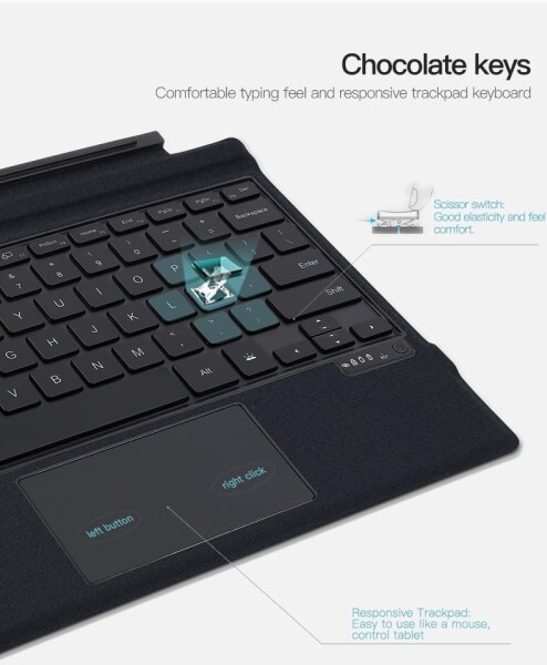 Surface Pro 11/Pro10/ Pro 9/Pro 8キーボード タッチパッド付き bluetooth 英語 配列 静音 薄型 ワイヤレス サーフェス プロ 11 プロ 10 プロ 9 プロ 8用無線キーボード 仕事 磁気吸着 surface pro11 pro10 pro9_2