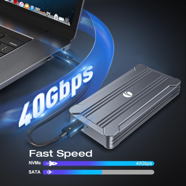VCOM 40Gbps M.2 SSD 外付けケース USB4.0 NVME専用 M.2 SSDケース Thunderbolt 3/4 USB4/3.2/3.1/3.0/2.0 ポータブル アルミニウム製 高放熱 2280 M&B+M-Key ケースサイズをサポート エンクロージャ_1