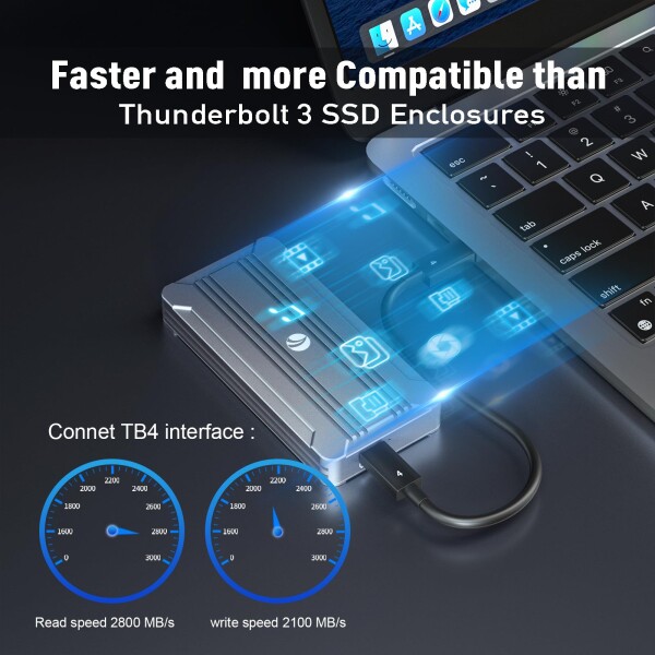 VCOM 40Gbps M.2 SSD 外付けケース USB4.0 NVME専用 M.2 SSDケース Thunderbolt 3/4 USB4/3.2/3.1/3.0/2.0 ポータブル アルミニウム製 高放熱 2280 M&B+M-Key ケースサイズをサポート エンクロージャ_2
