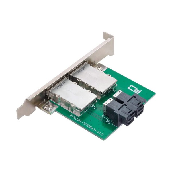 CY Mini SAS SFF-8088 - 内部SAS HD SFF-8643 PCBA メスアダプター デュアルポート ロープロファイルブラケット付きの通販は