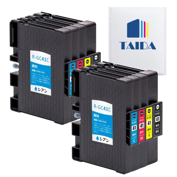 GC41 リコー 用 互換インクカートリッジ RICOH GC41K GC41C GC41M GC41Y (4色 8パック 増量タイプ 残量検知機能付) RICOH用