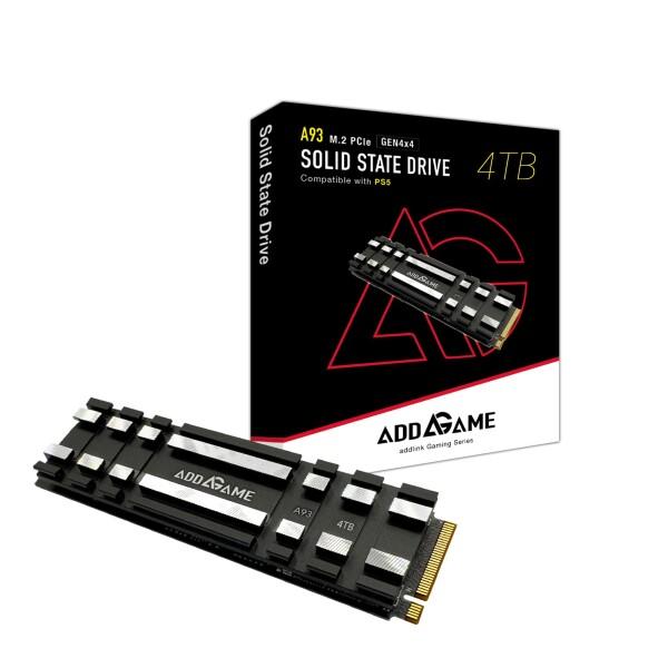 addlink 台湾製 Addgame A93 4TB 新型PS5 / PS5動作確認済み M.2 2280 内蔵 PCIe 4.0 NVMe SSD ヒートシンク 一体型- TLC DRAMレス Gen4X4 SSD 読込速度 7400 MB/秒 メーカー5年保証