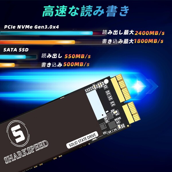 S SHARKSPEED SSD 1TB MacBook専用アップグレードキット M.2 PCIe NVMe Gen3.0x4 対応モデル MacBook Air A1465 A1466(2013-2015,2017), MacBook Pro A1502 A1398(Retina 2013-2015), iMac A1418 A1419(2013-2017)