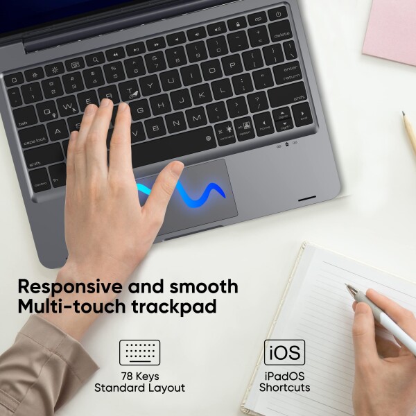 doqo iPad pro 10.5 キーボードケース、キーボード付き iPad Air 第 3 世代ケース、7 色のバックライト付き取り外し可能な 360° 保護ケース、iPad Air 3 および iPad Pro 10.5 インチ用タッチパッド付き_1
