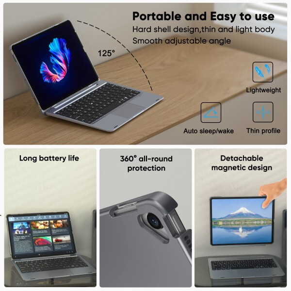 doqo iPad pro 10.5 キーボードケース、キーボード付き iPad Air 第 3 世代ケース、7 色のバックライト付き取り外し可能な 360° 保護ケース、iPad Air 3 および iPad Pro 10.5 インチ用タッチパッド付き_4