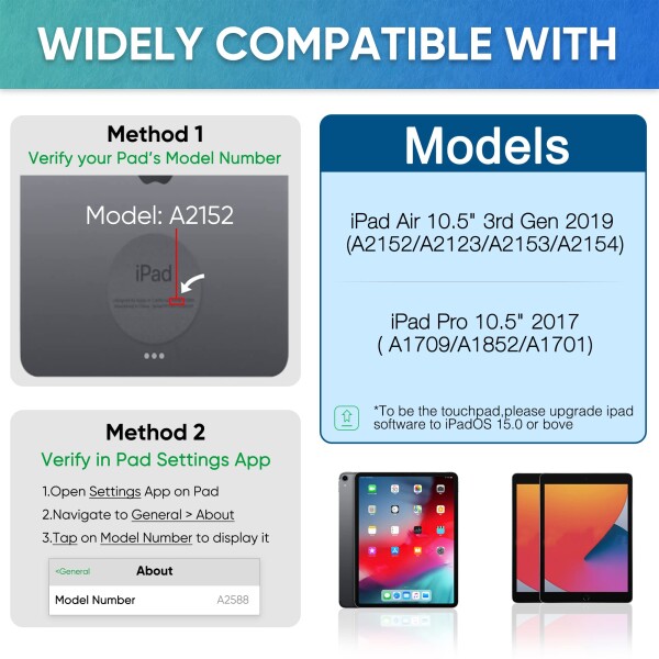 doqo iPad pro 10.5 キーボードケース、キーボード付き iPad Air 第 3 世代ケース、7 色のバックライト付き取り外し可能な 360° 保護ケース、iPad Air 3 および iPad Pro 10.5 インチ用タッチパッド付き_5