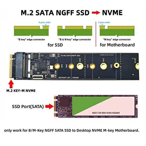chenyang M.2 SSD SATA NGFF B+M キー→NVME M-Key拡張カードコンバーターアダプター JMB582 マザーボード2230/2242/2260/2280/22110用チップセットの通販は