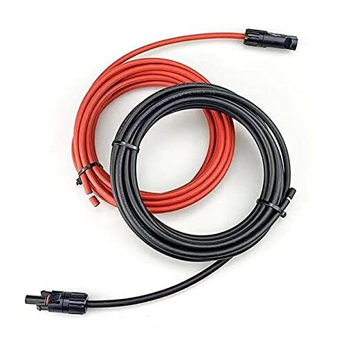 RyokuJP ソーラーケーブル片端10m(MC4型コネクター付延長線 片端加工10ｍ＊2本/組) 黒赤3.5sqの通販は