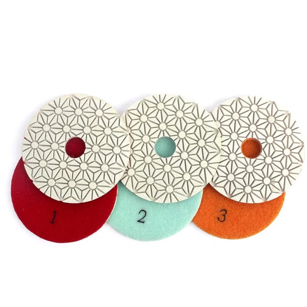 Z-LION 4" インチの御影石の大理石のコンクリートの適用範囲が広い粉砕のためのぬれた 3 つのステップ ダイヤモンドの磨くパッドの Abrasive ディスクの通販は