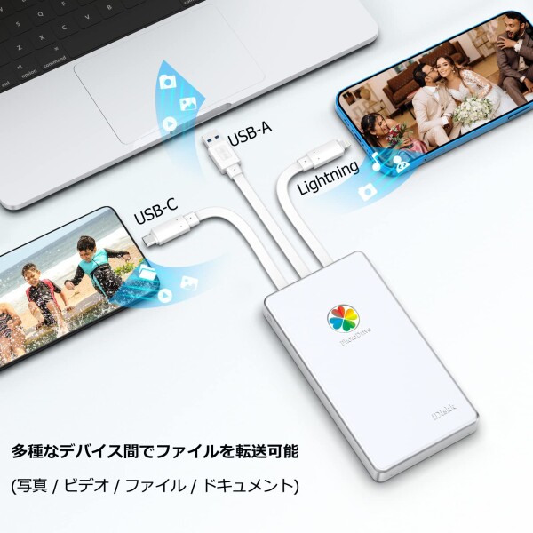 iDiskk iPhone 外付けハードドライブ 4TB 2.5インチ外部hdd ディスク フラッシュメモリiPhone/iPad/MacBook/PC/Android(USB-C)デバイスと高互換性ありプラグ&amp;プレイ ワンクリック自動バックアップ 容量不_3