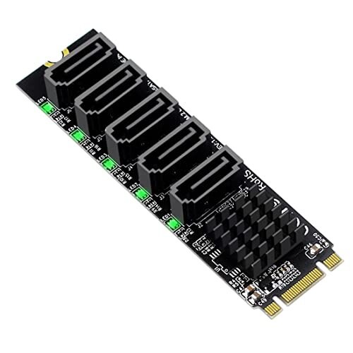 ChenYang M.2 B+M-Key SATAから5 SATA 3.0ポートマルチプライヤー拡張カードアダプター マザーボードSATAハードドライブポート拡張JMB575チップセット用の通販は